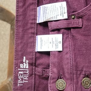 Time and True Plum Button Fly High Rise Jeans